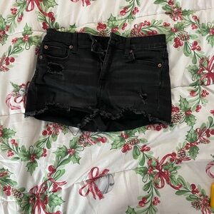 American Eagle Outfitters Black Distressed Jean Shorts